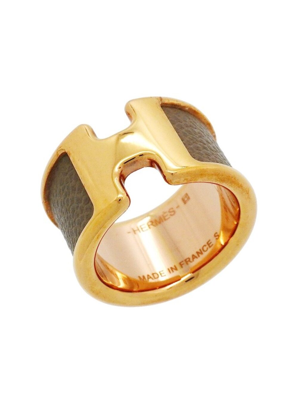 Hermes Ring Olympe GM Gold Plated Leather